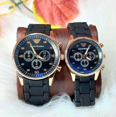 Stainless Steel Quartz Couple Watches - 2 Pcs