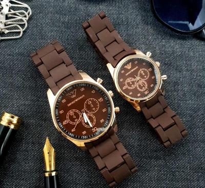 Stainless Steel Quartz Couple Watches - 2 Pcs
