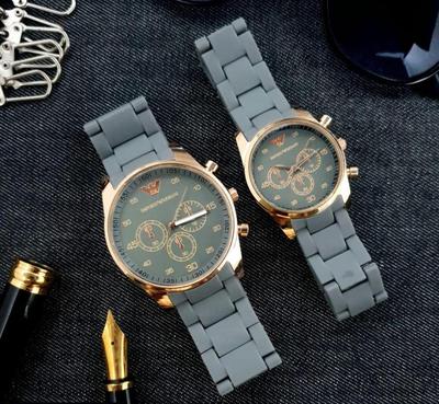 Stainless Steel Quartz Couple Watches - 2 Pcs