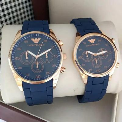 Stainless Steel Quartz Couple Watches - 2 Pcs