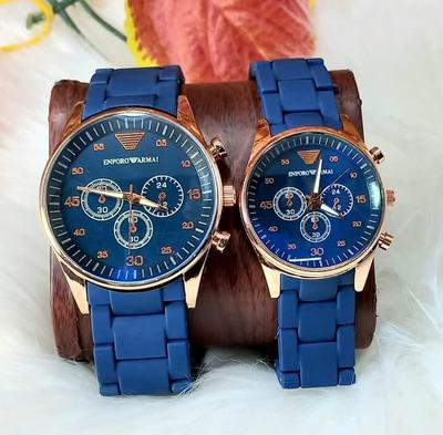 Stainless Steel Quartz Couple Watches - 2 Pcs