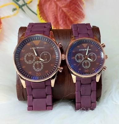 Stainless Steel Quartz Couple Watches - 2 Pcs